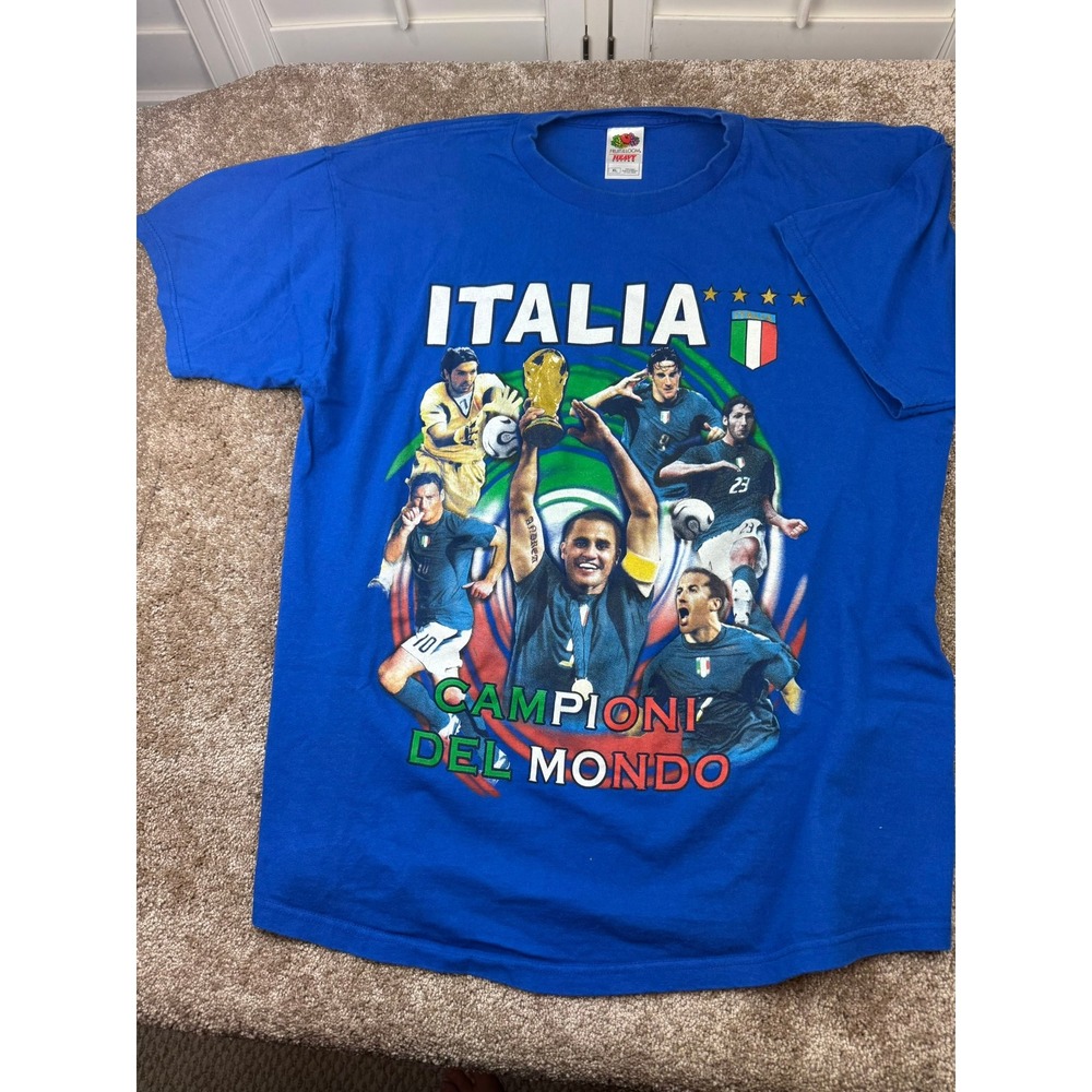Vintage Fruit of the Loom Italia Campioni Del Mondo 2006 World Cup T-Shirt XL